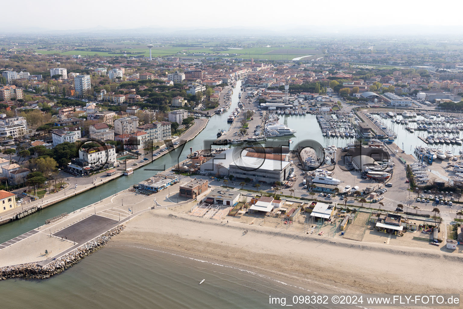 Aerial view of Cesenatico in the state Forlì-Cesena, Italy