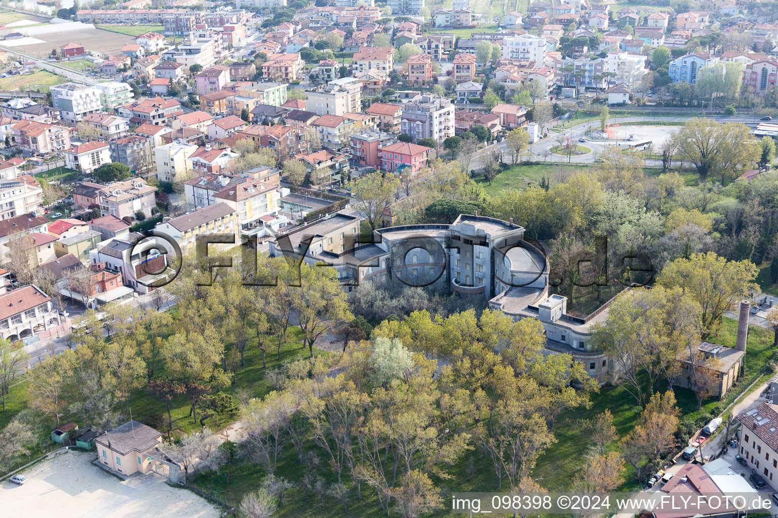 Former Hotel plant of the park Polo Est 3.0 at the adriatic coast in Igea Marina in Emilia-Romagna, Italy