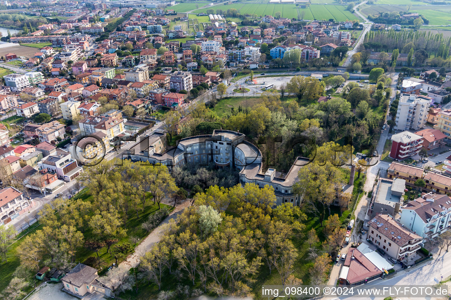 Former Hotel plant of the park Polo Est 3.0 at the adriatic coast in Igea Marina in Emilia-Romagna, Italy