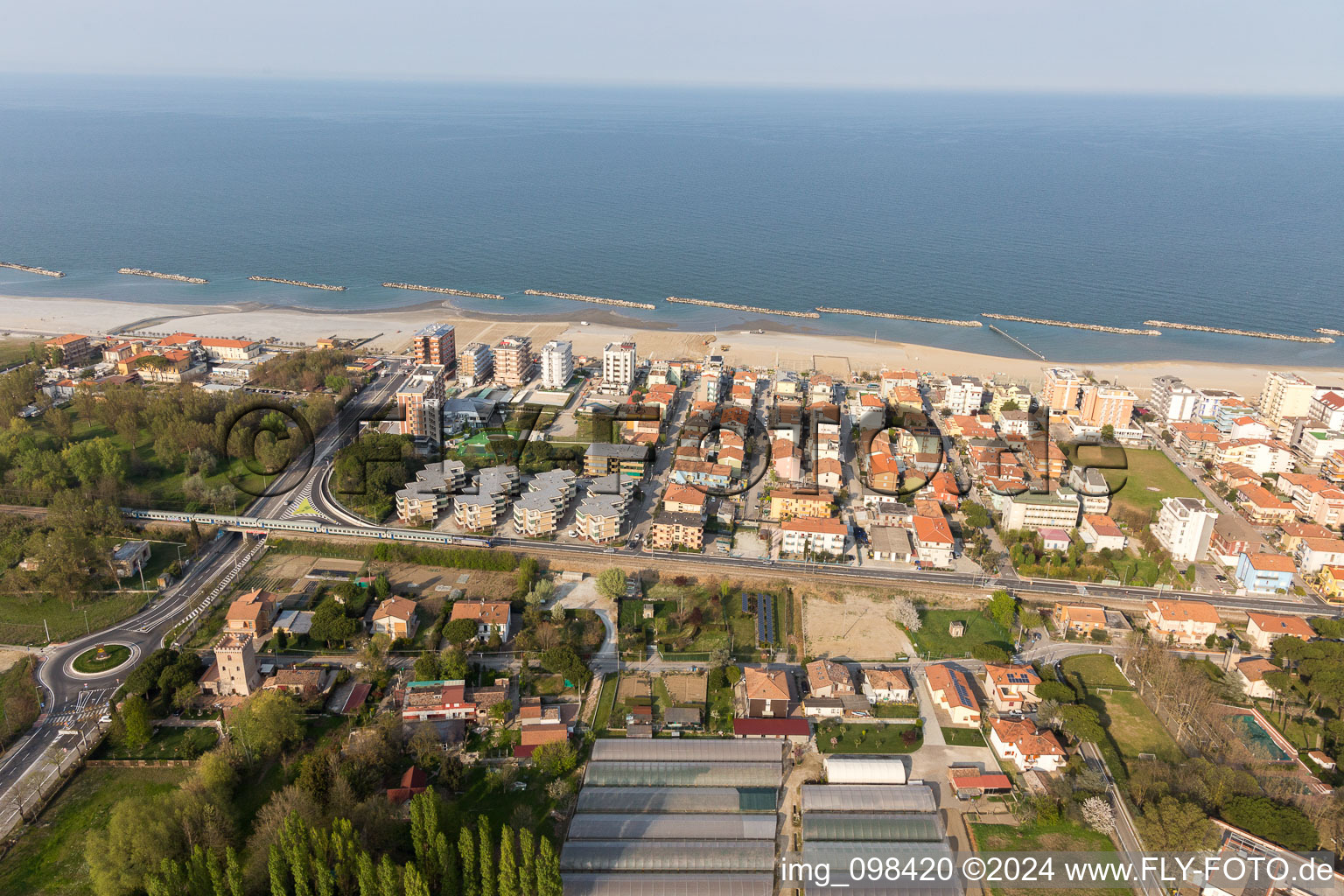 Aerial view of Torre Pedrera in the state Emilia Romagna, Italy