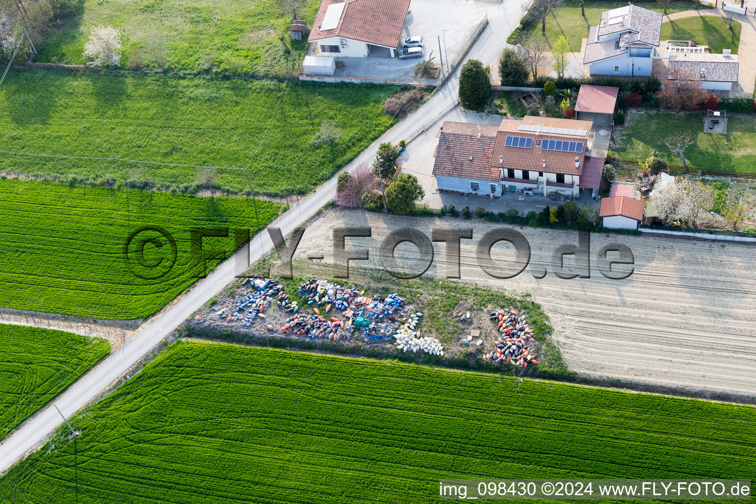 Aerial view of Case Lontani in the state Emilia Romagna, Italy