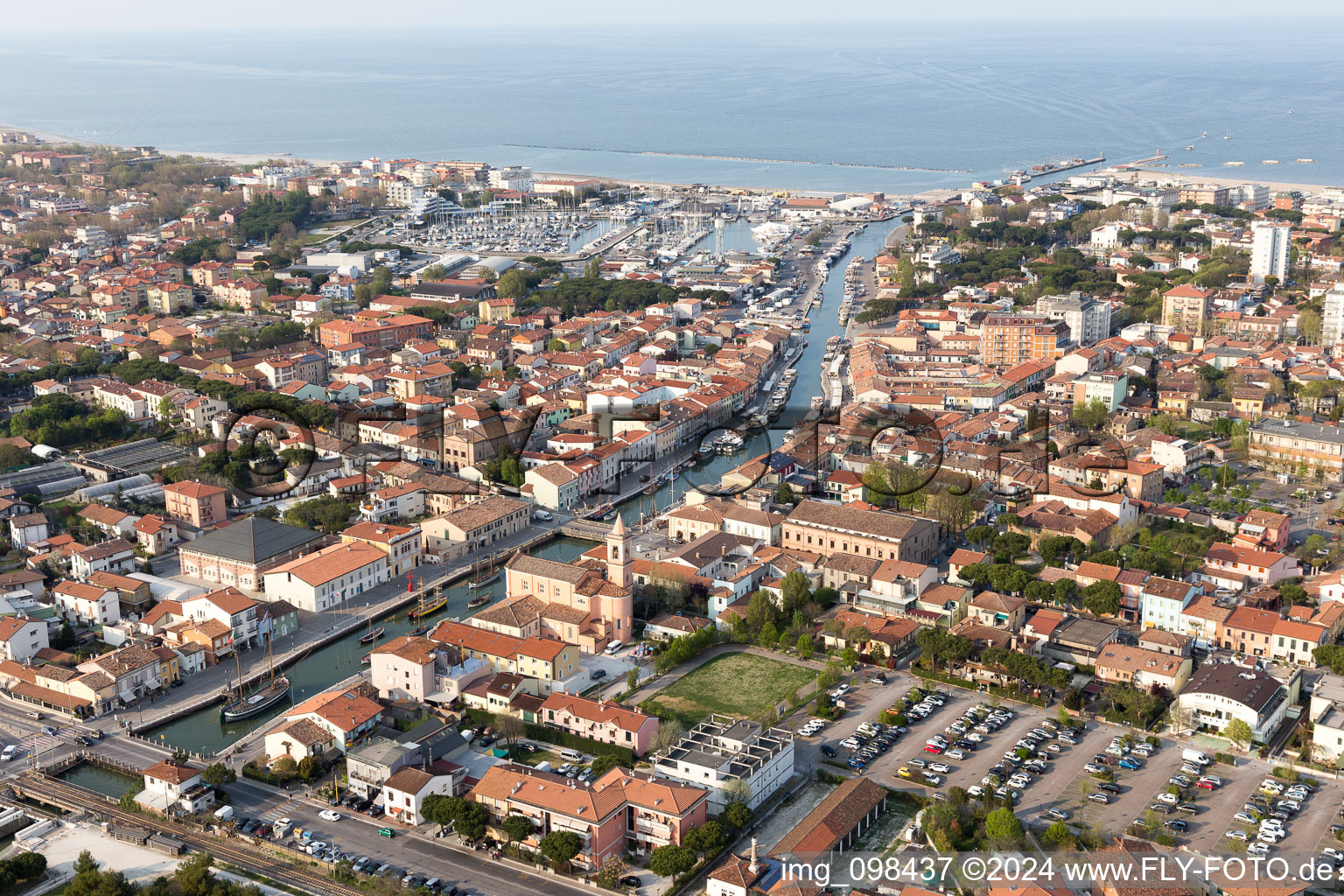 Drone recording of Cesenatico in the state Emilia Romagna, Italy