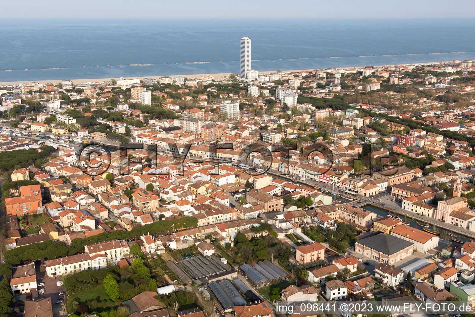 Cesenatico in the state Emilia Romagna, Italy from the drone perspective