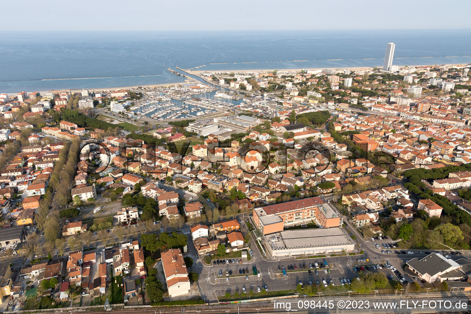 Aerial photograpy of Cesenatico in the state Emilia Romagna, Italy
