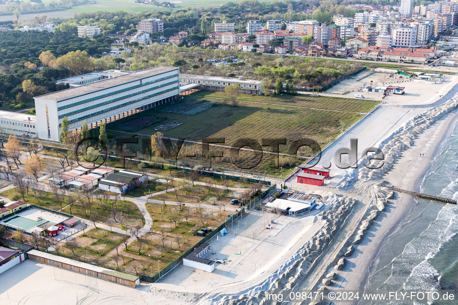 Complex of the hotel building Bagno Biondi N. 332 in Milano Marittima in Emilia-Romagna, Italy