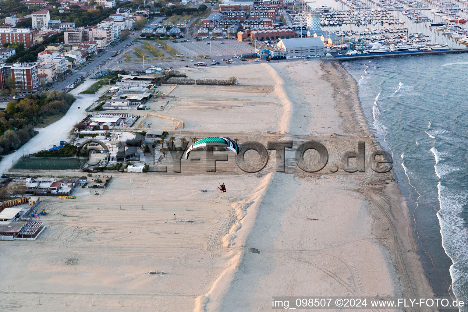 Oblique view of Marina di Ravenna in the state Emilia Romagna, Italy