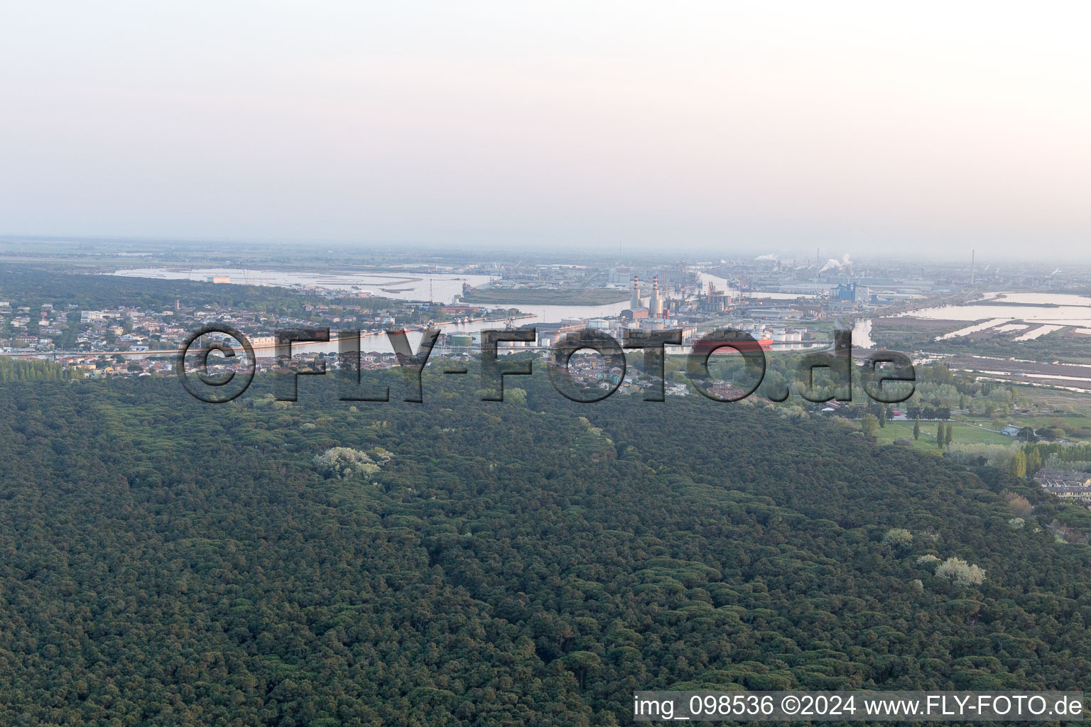 Aerial view of Marina Romea in the state Emilia Romagna, Italy