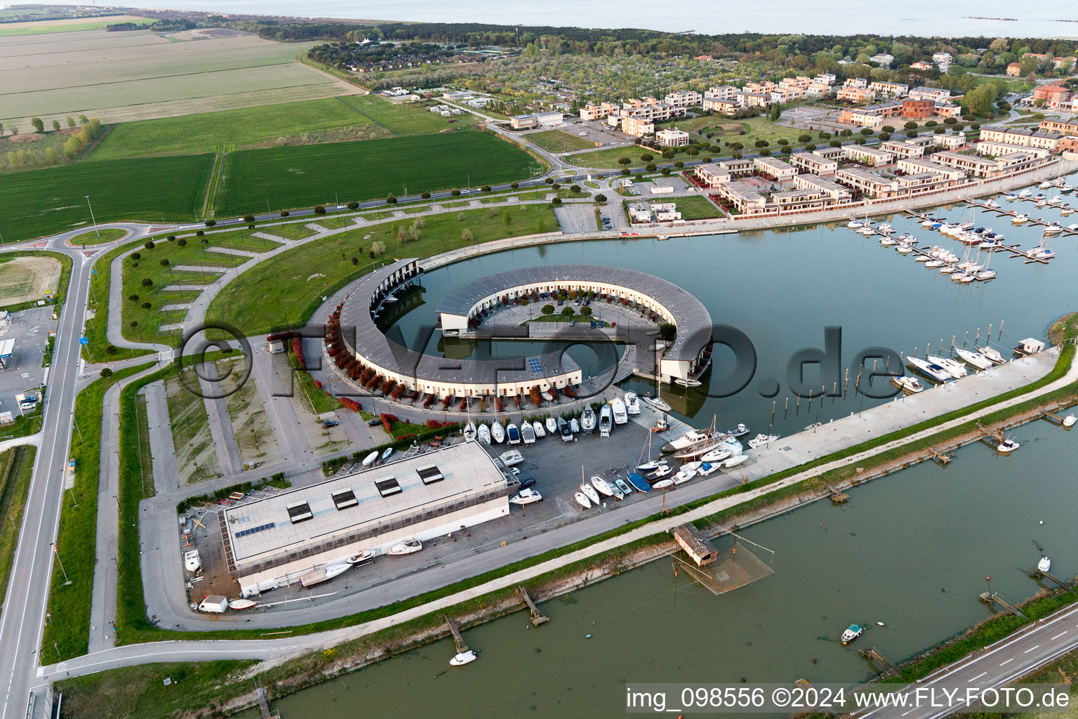 Casalborsetti in the state Emilia Romagna, Italy seen from above