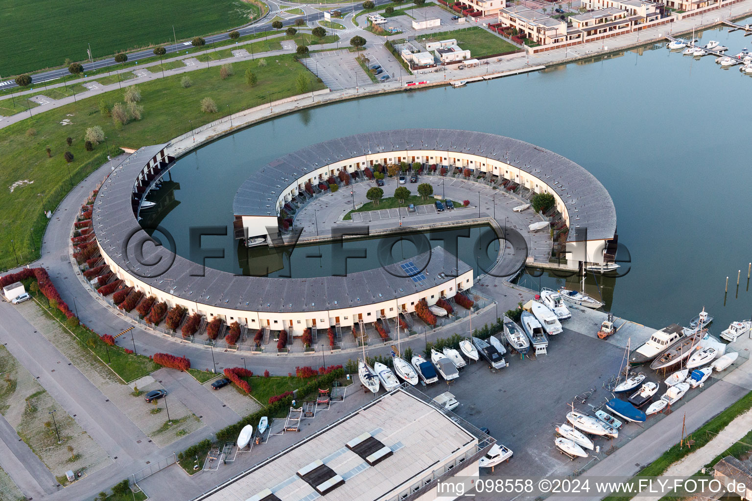 Bird's eye view of Casalborsetti in the state Emilia Romagna, Italy