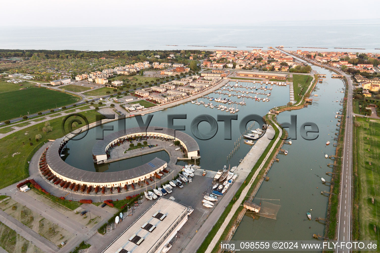 Casalborsetti in the state Emilia Romagna, Italy viewn from the air