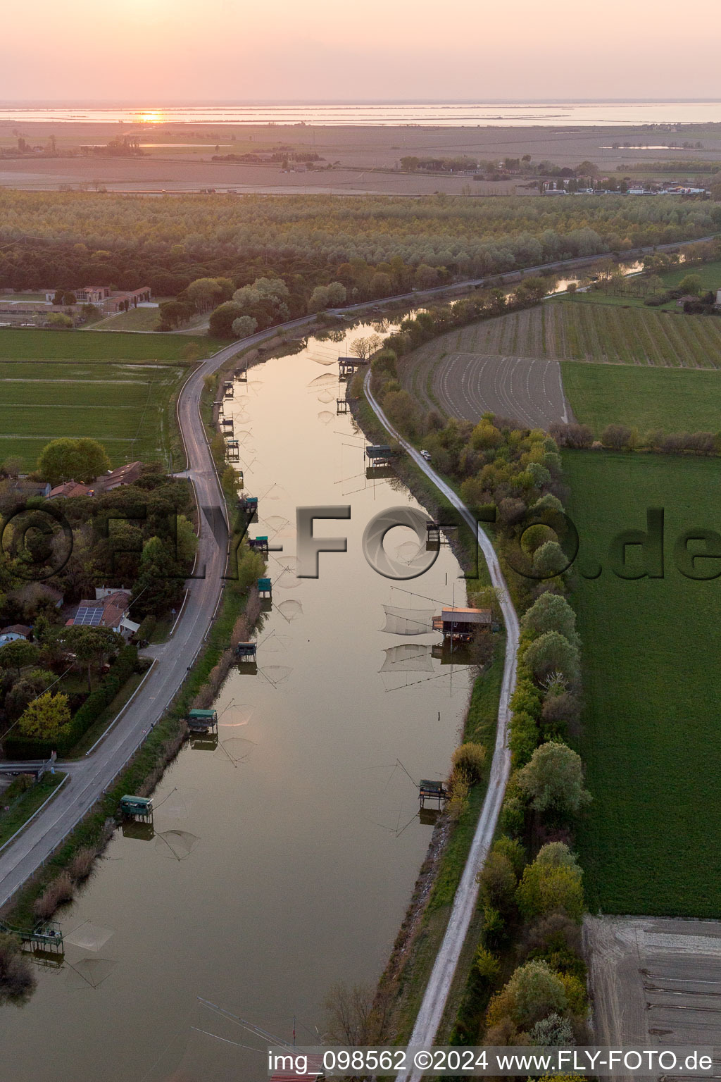 Casalborsetti in the state Emilia Romagna, Italy from the drone perspective