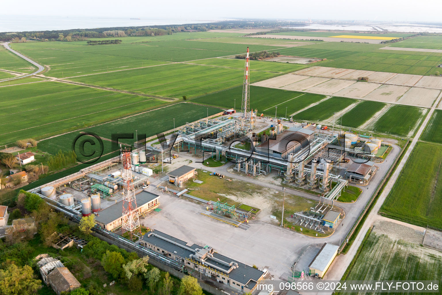 Casalborsetti in the state Emilia Romagna, Italy seen from a drone