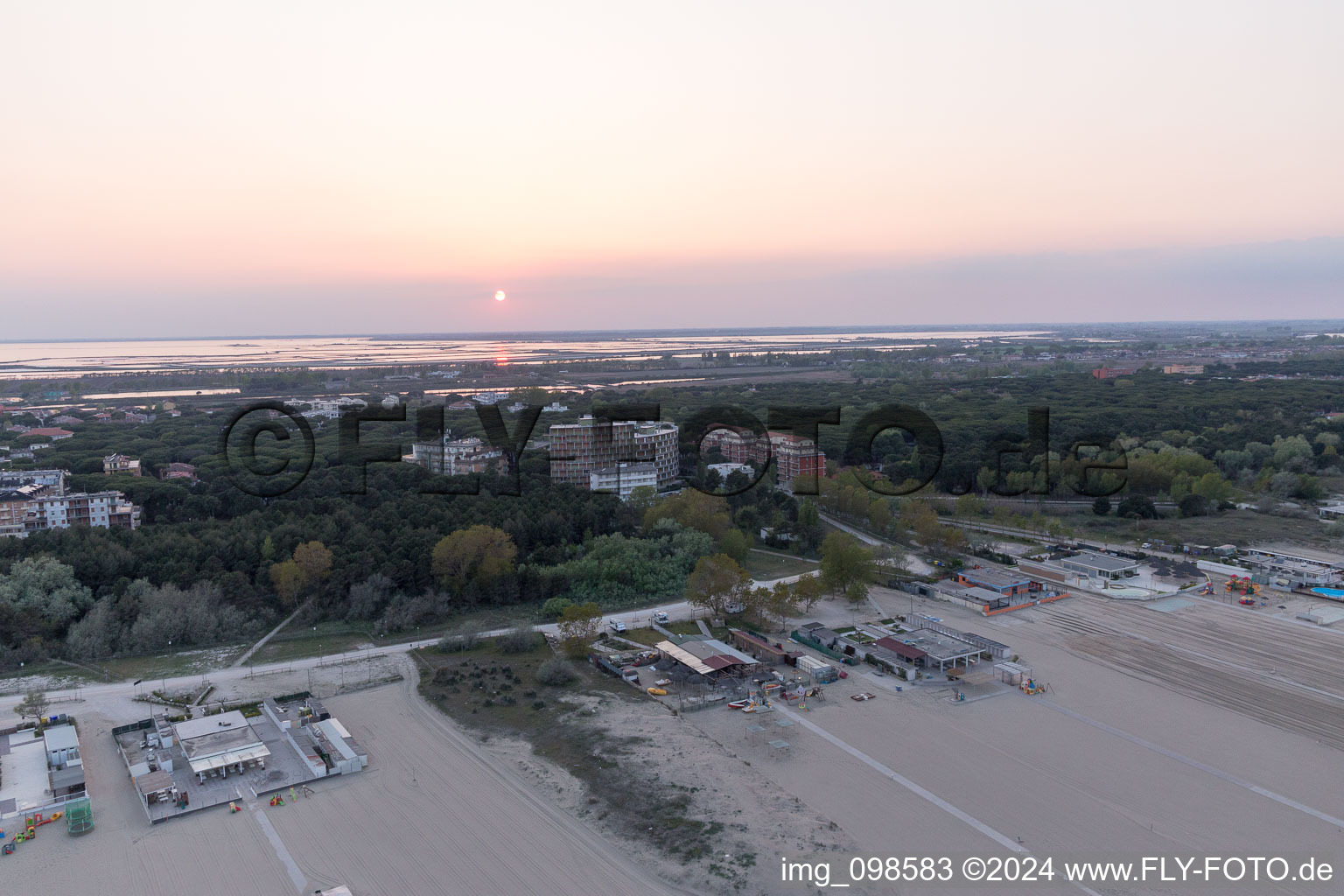 Aerial view of Lido di Spina in the state Emilia Romagna, Italy