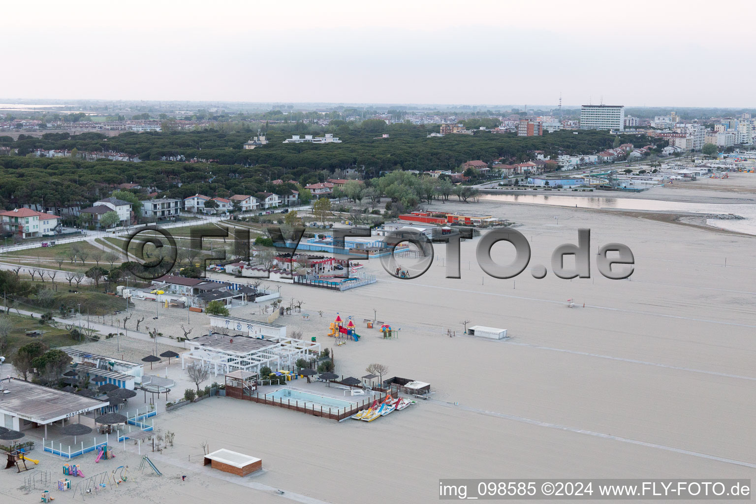 Oblique view of Lido di Spina in the state Emilia Romagna, Italy