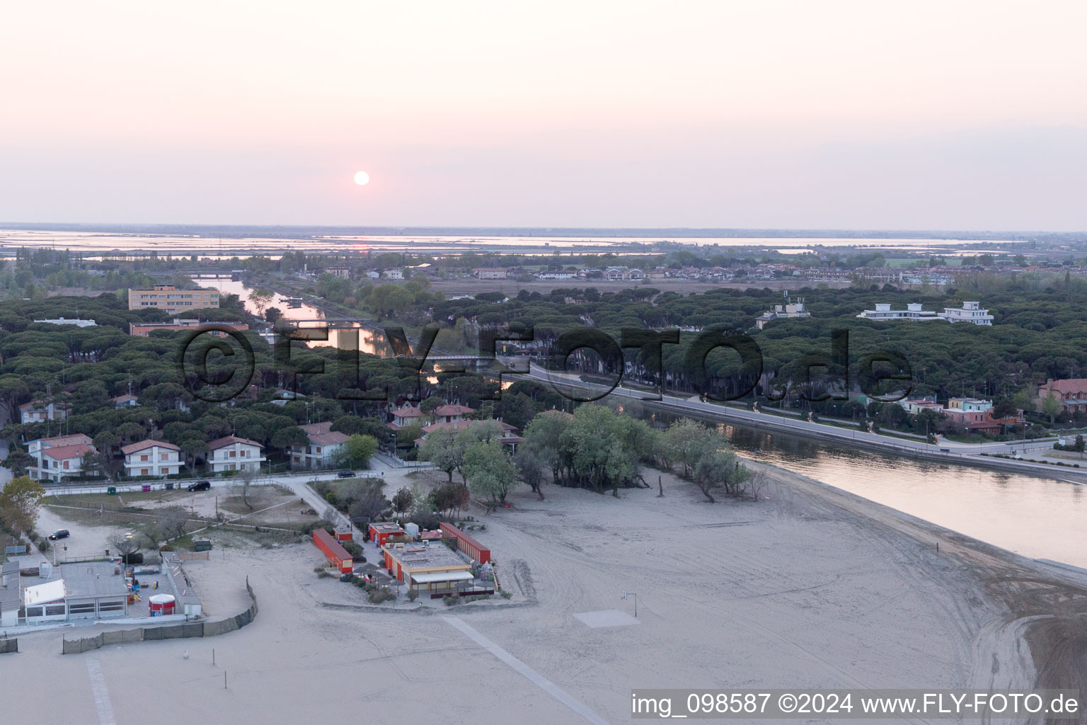 Aerial view of Lido degli Estensi in the state Emilia Romagna, Italy