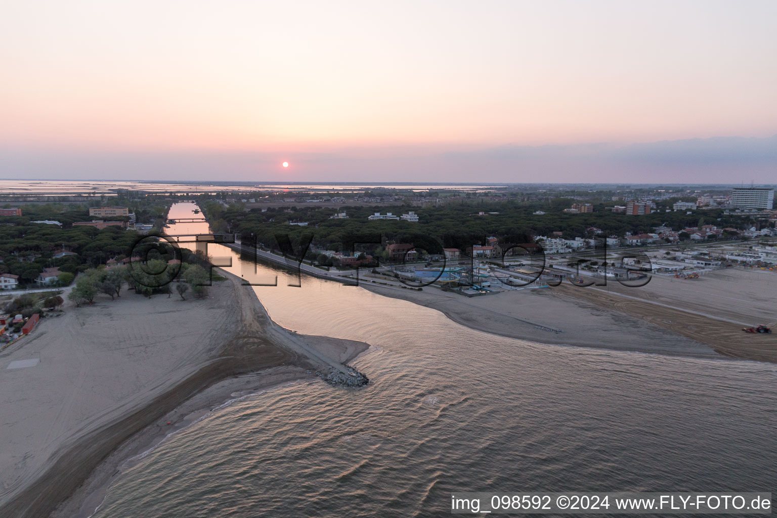 Oblique view of Lido degli Estensi in the state Emilia Romagna, Italy