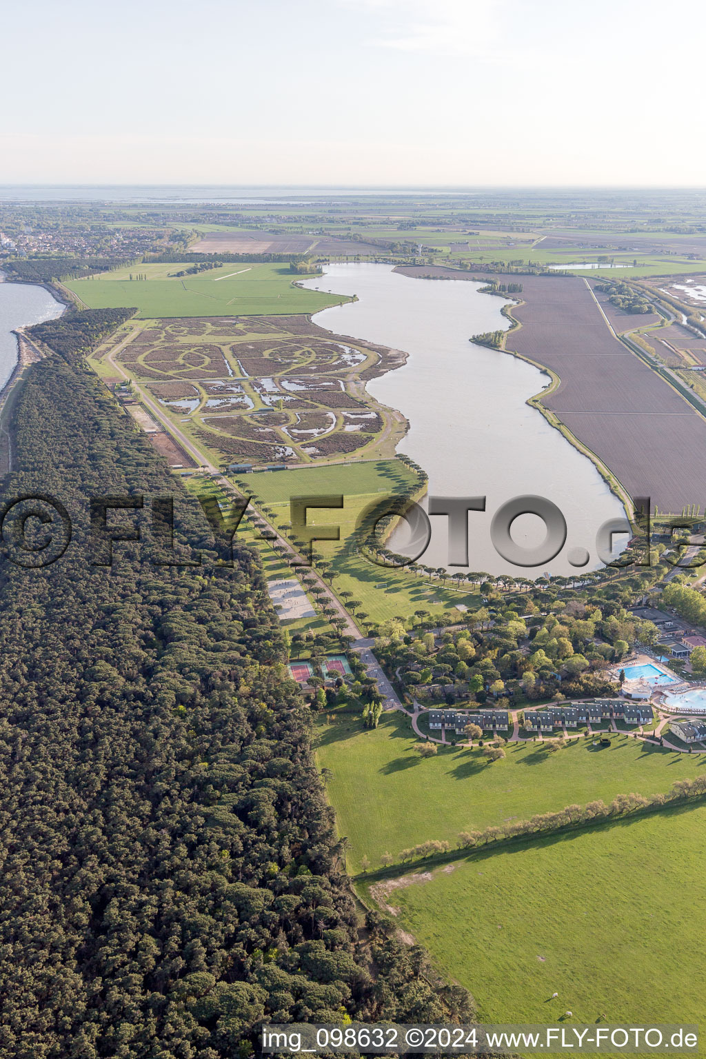 Aerial view of Lido di Volano in the state Emilia Romagna, Italy