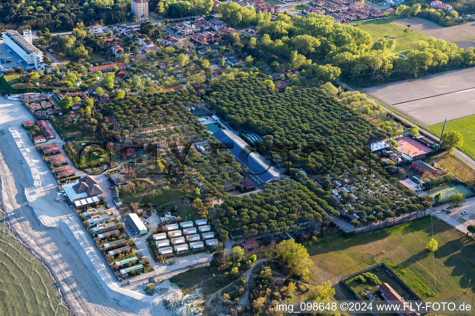 Aerial photograpy of District Lido di Pomposa-Lido degli Scacchi in Comacchio in the state Ferrara, Italy