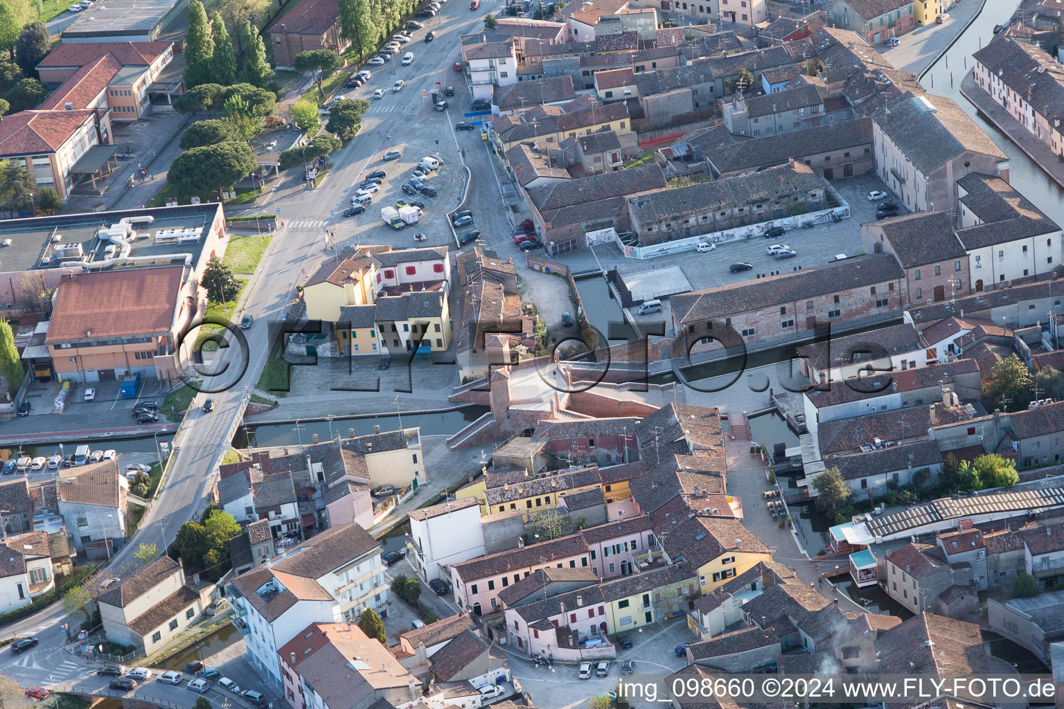 Comacchio in the state Ferrara, Italy from above