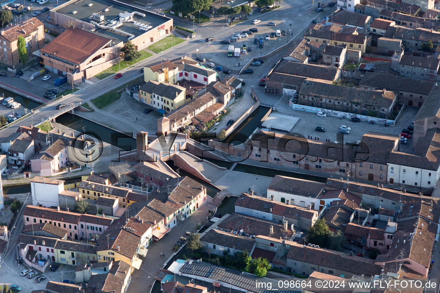 Comacchio in the state Ferrara, Italy seen from above