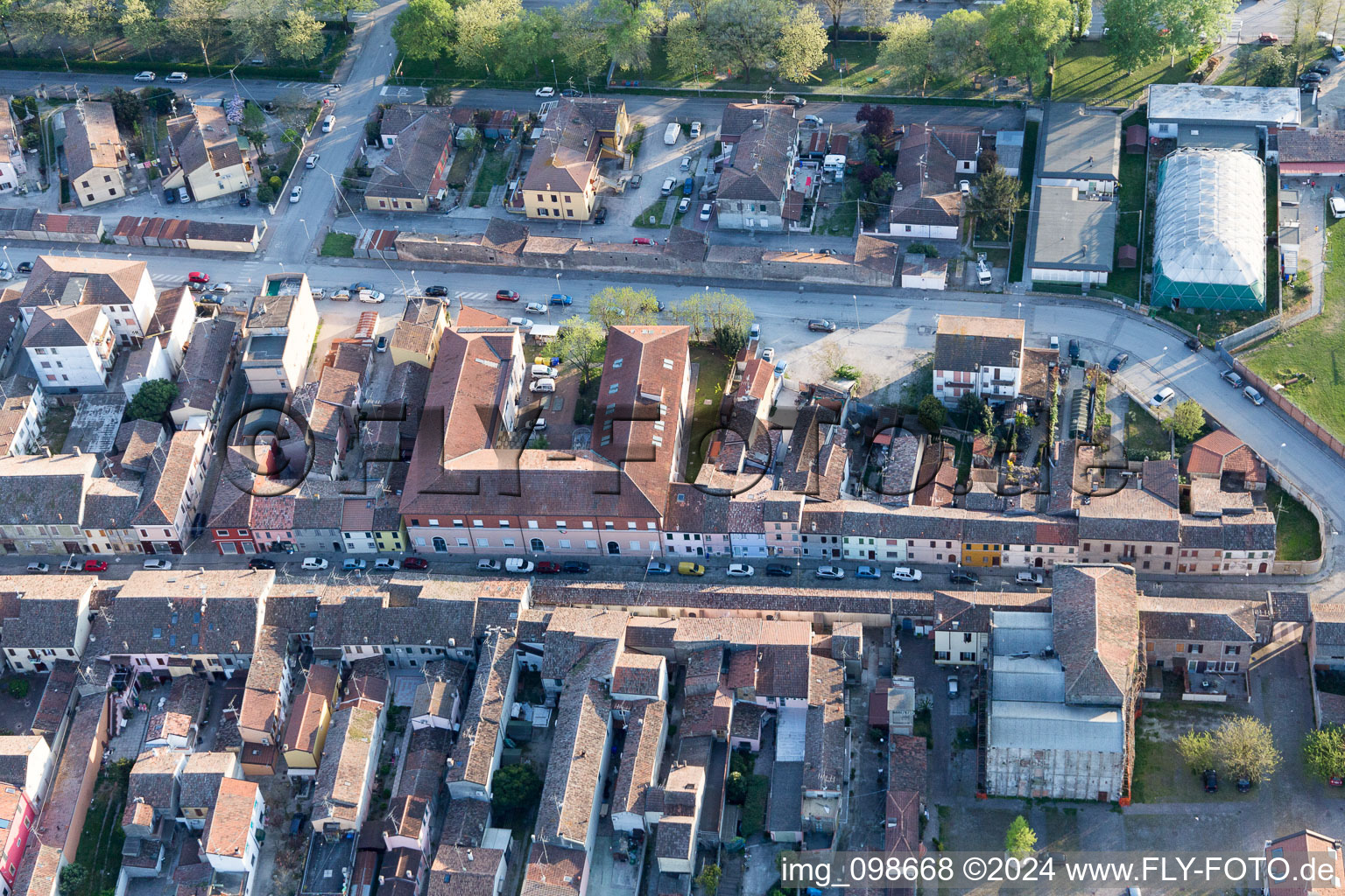 Drone recording of Comacchio in the state Ferrara, Italy