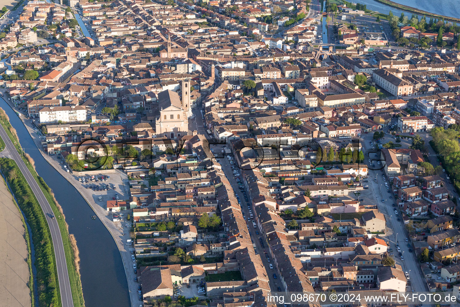 Comacchio in the state Ferrara, Italy from the drone perspective