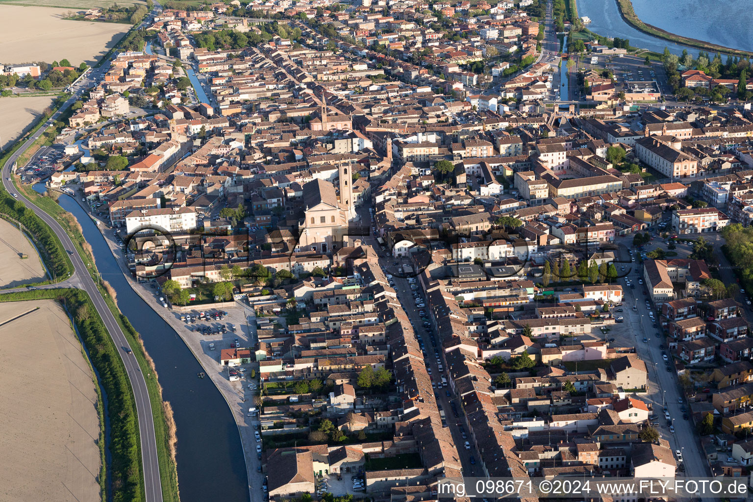 Comacchio in the state Ferrara, Italy from a drone