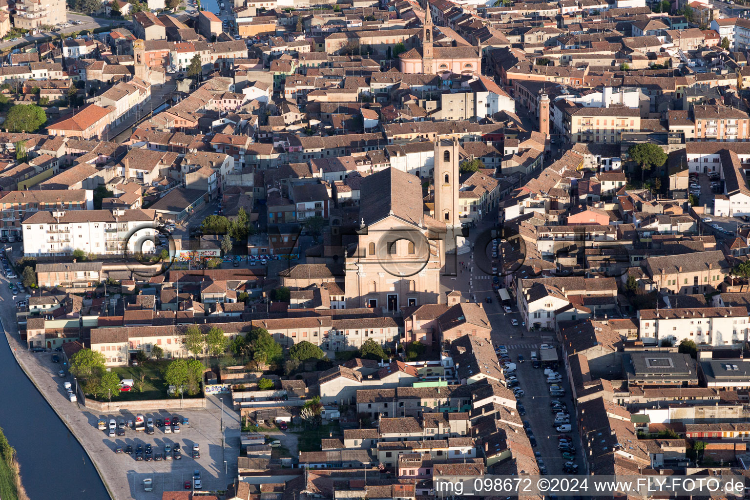 Comacchio in the state Ferrara, Italy seen from a drone