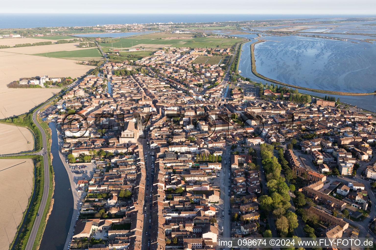 Aerial photograpy of Comacchio in the state Ferrara, Italy