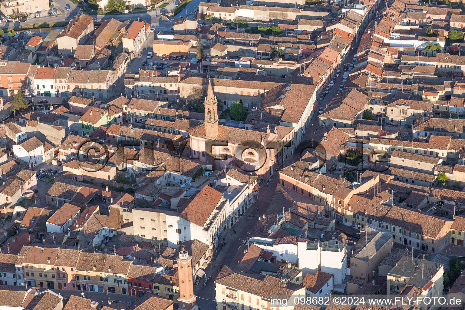 Bird's eye view of Comacchio in the state Ferrara, Italy