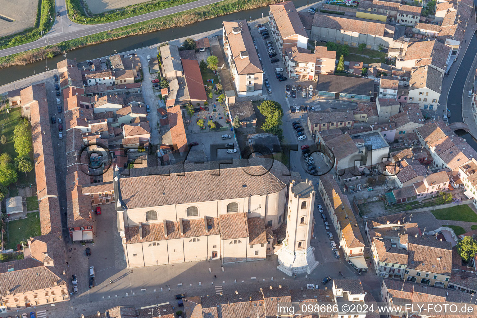 Comacchio in the state Ferrara, Italy viewn from the air