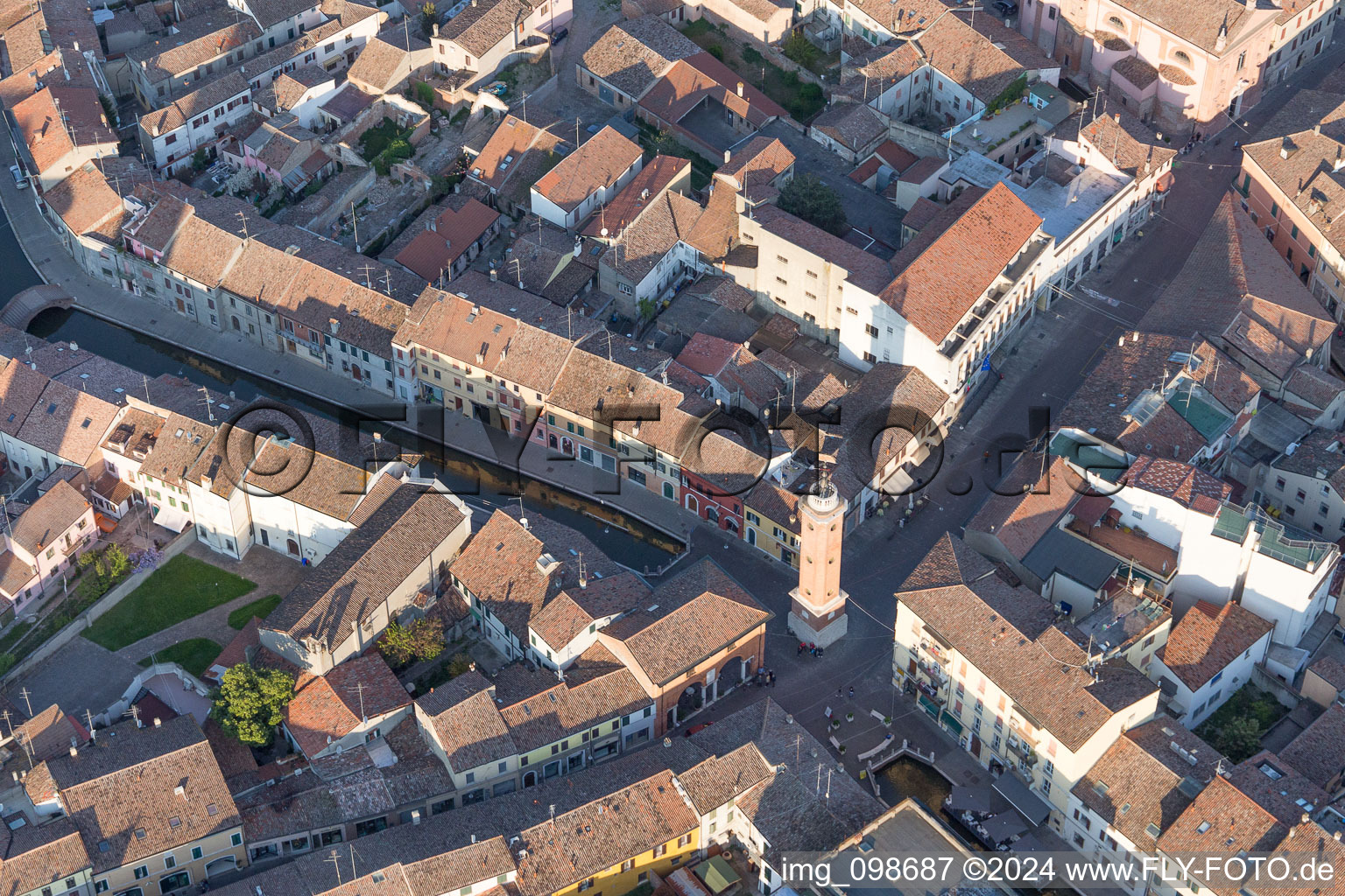 Drone recording of Comacchio in the state Ferrara, Italy