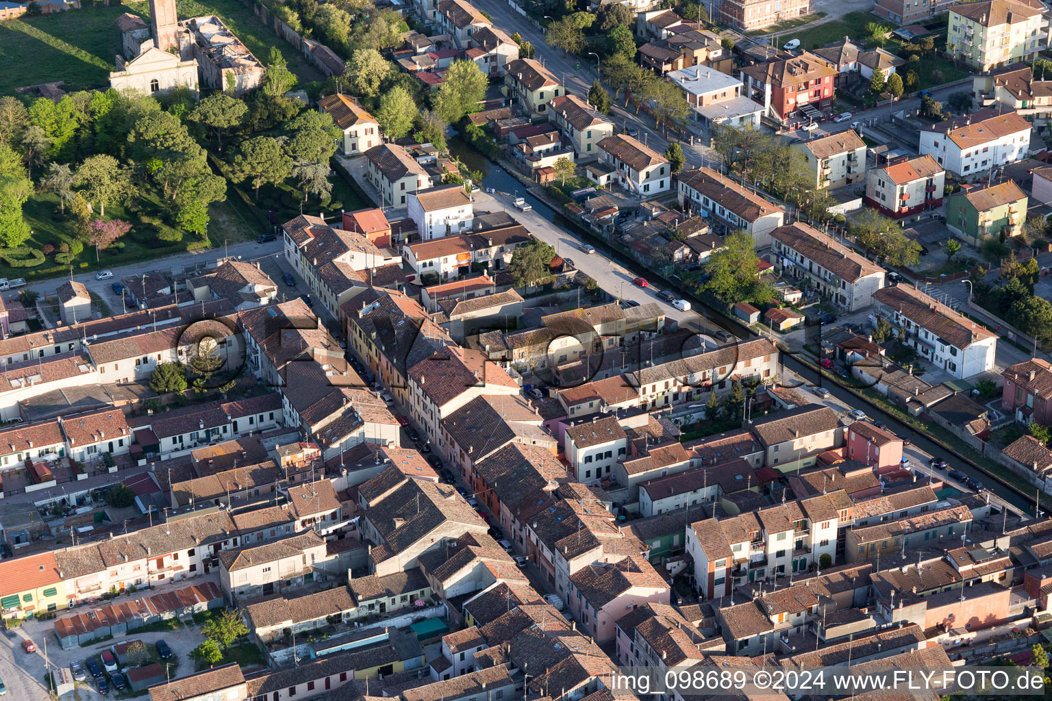 Comacchio in the state Ferrara, Italy from the drone perspective