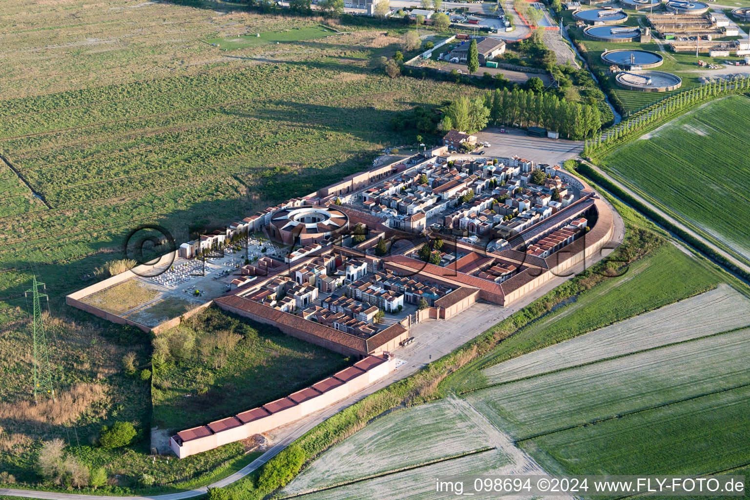 Aerial view of Comacchio in the state Ferrara, Italy