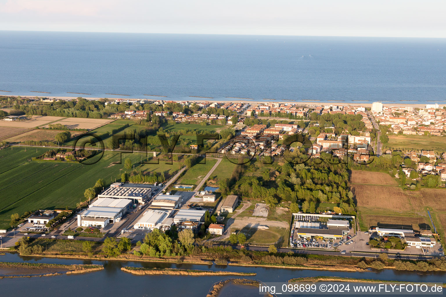 Porto Garibaldi in the state Emilia Romagna, Italy from above