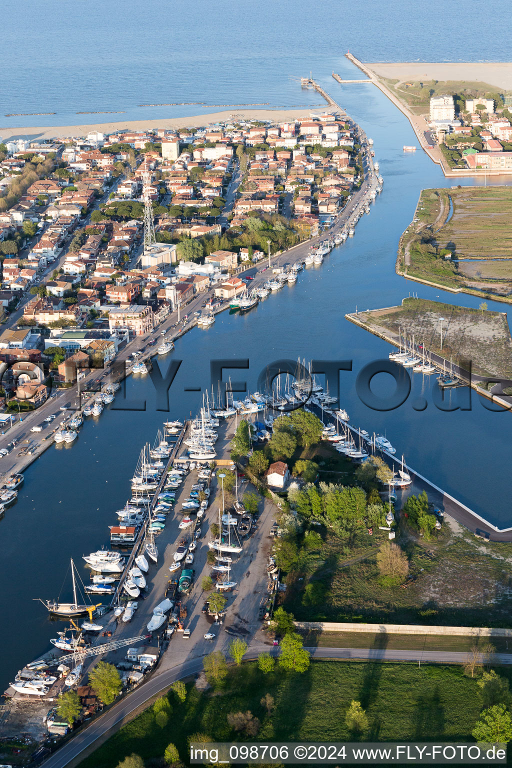 Channel to the seaside of the adriatic sea in Porto Garibaldi in Emilia-Romagna, Italy