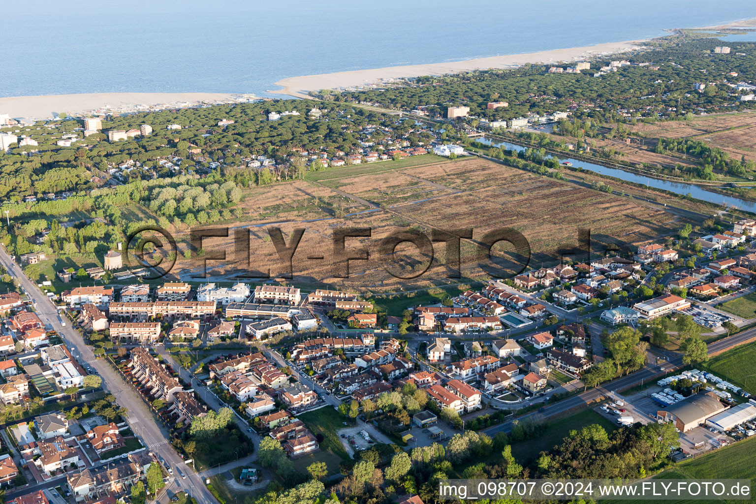 Porto Garibaldi in the state Emilia Romagna, Italy seen from above