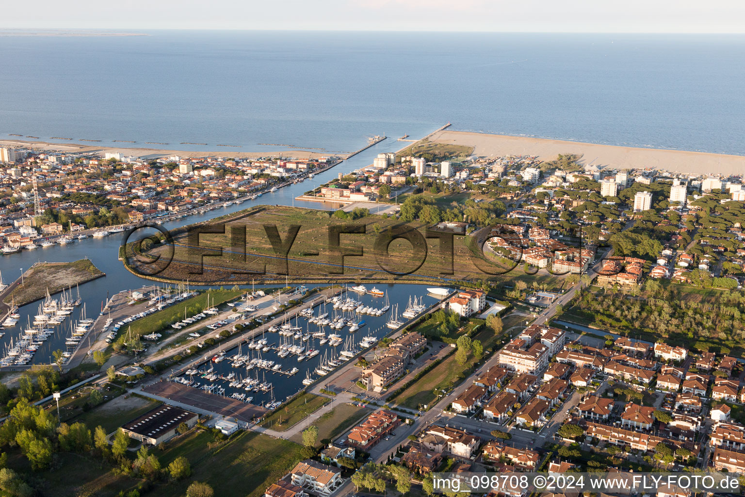 Porto Garibaldi in the state Emilia Romagna, Italy from the plane