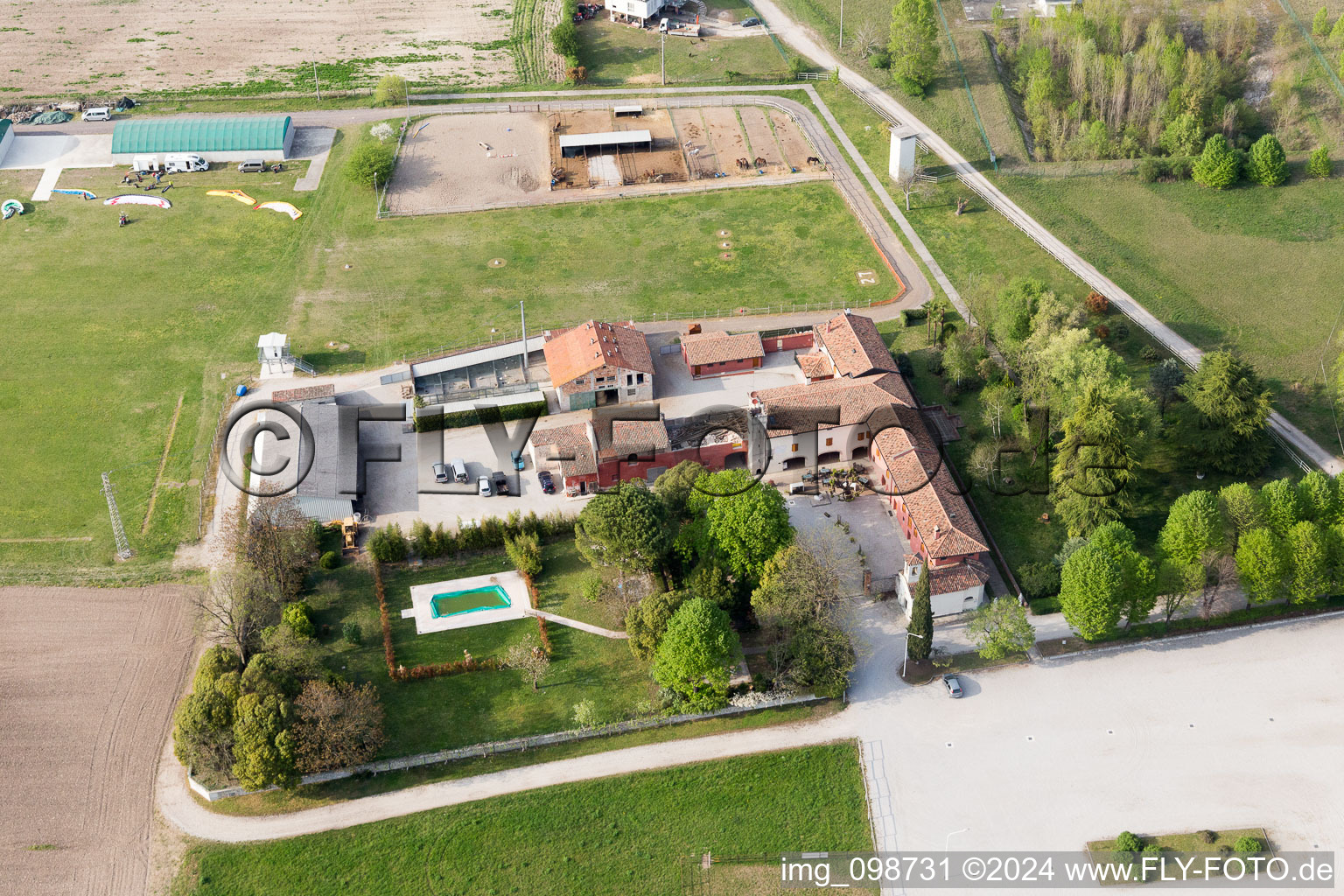 Aerial view of Panellia di Sedegliano in the state Friuli Venezia Giulia, Italy