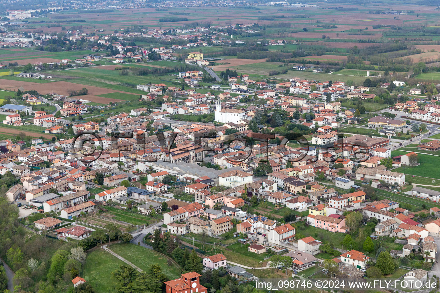 Aerial photograpy of Carpacco in the state Friuli Venezia Giulia, Italy