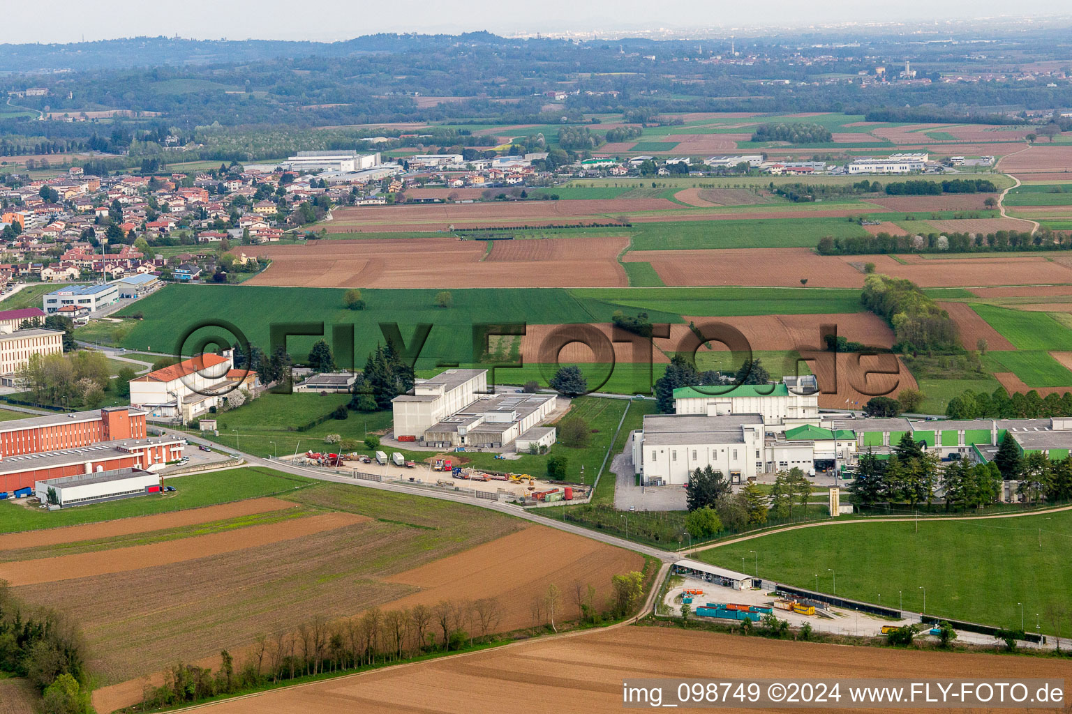 Aerial view of Aonedis di Qua in the state Friuli Venezia Giulia, Italy