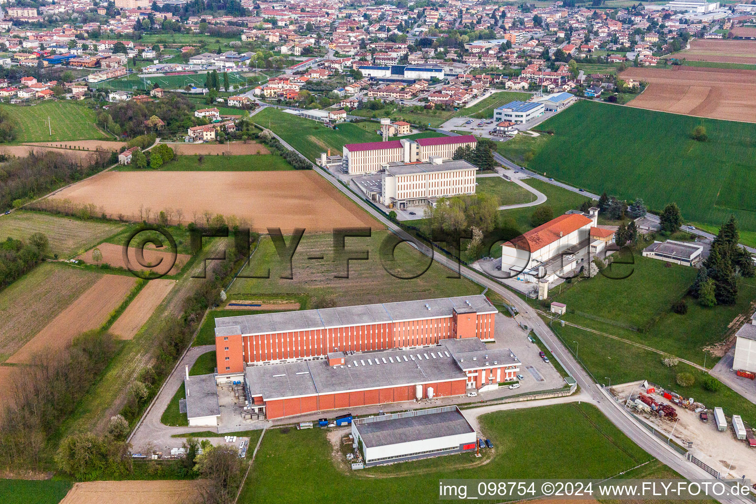 Warehouse complex-building in the industrial area of Prosciuttificio Friulano und Leoncini Prosciutti in San Daniele del Friuli in Friuli-Venezia Giulia, Italy