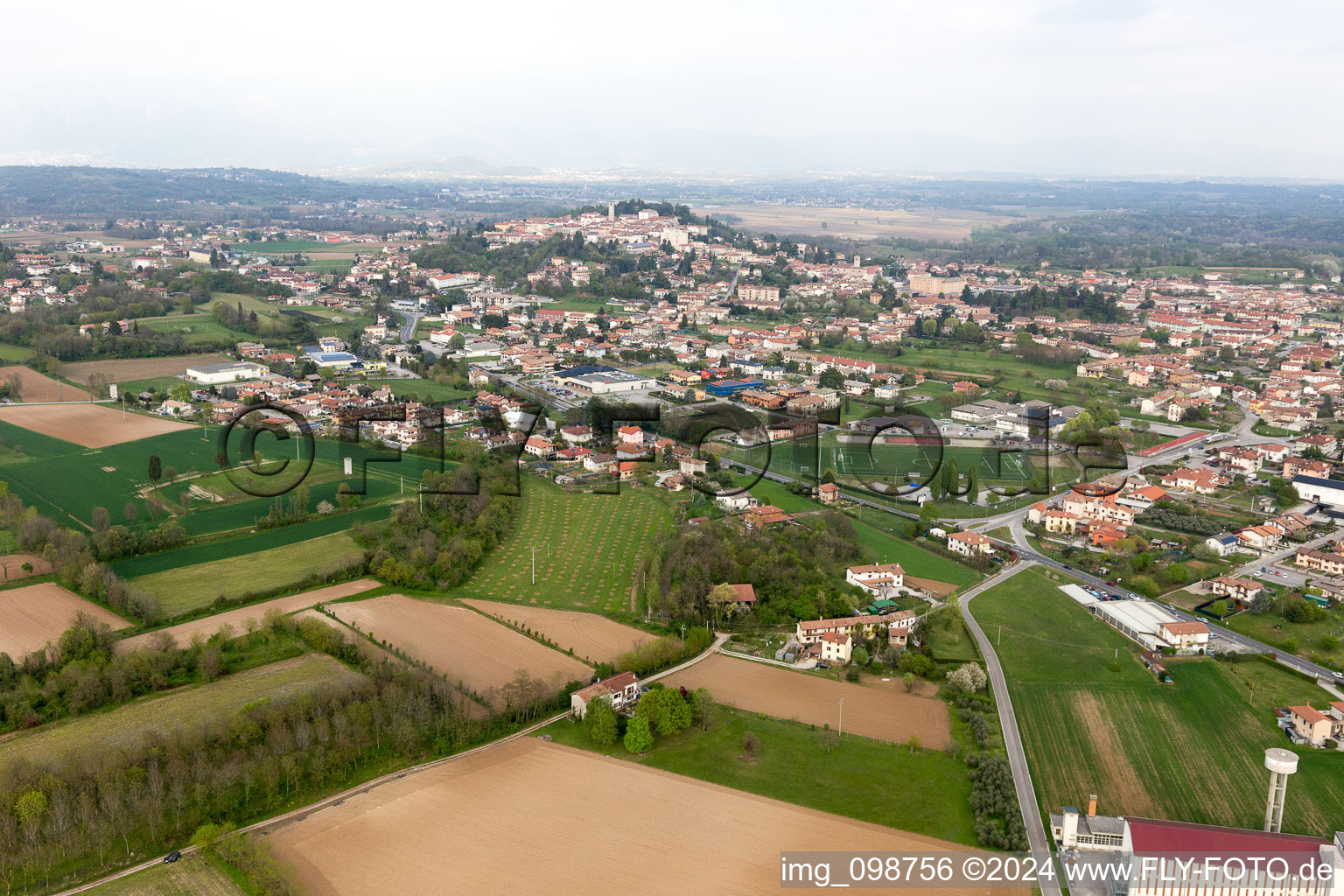 Aerial view of San Daniele del Friuli in the state Udine, Italy