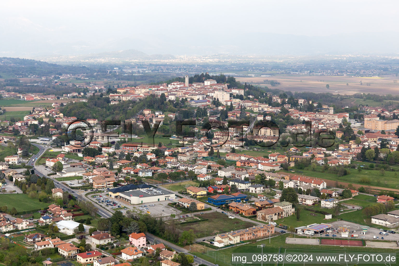 Aerial photograpy of San Daniele del Friuli in the state Udine, Italy