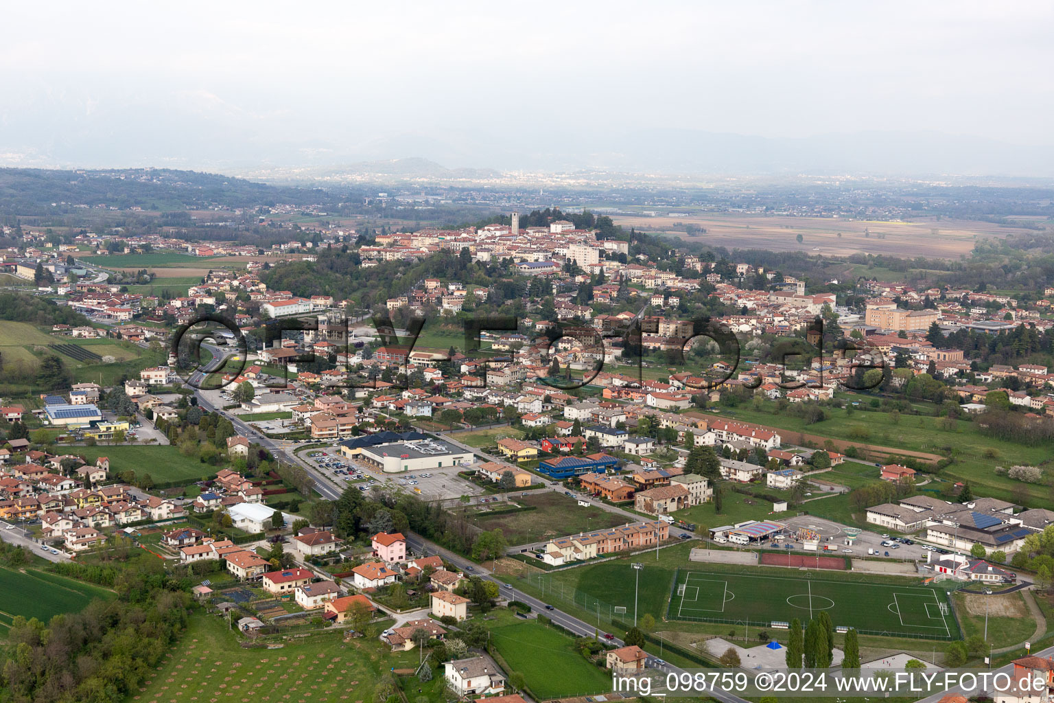 Oblique view of San Daniele del Friuli in the state Udine, Italy