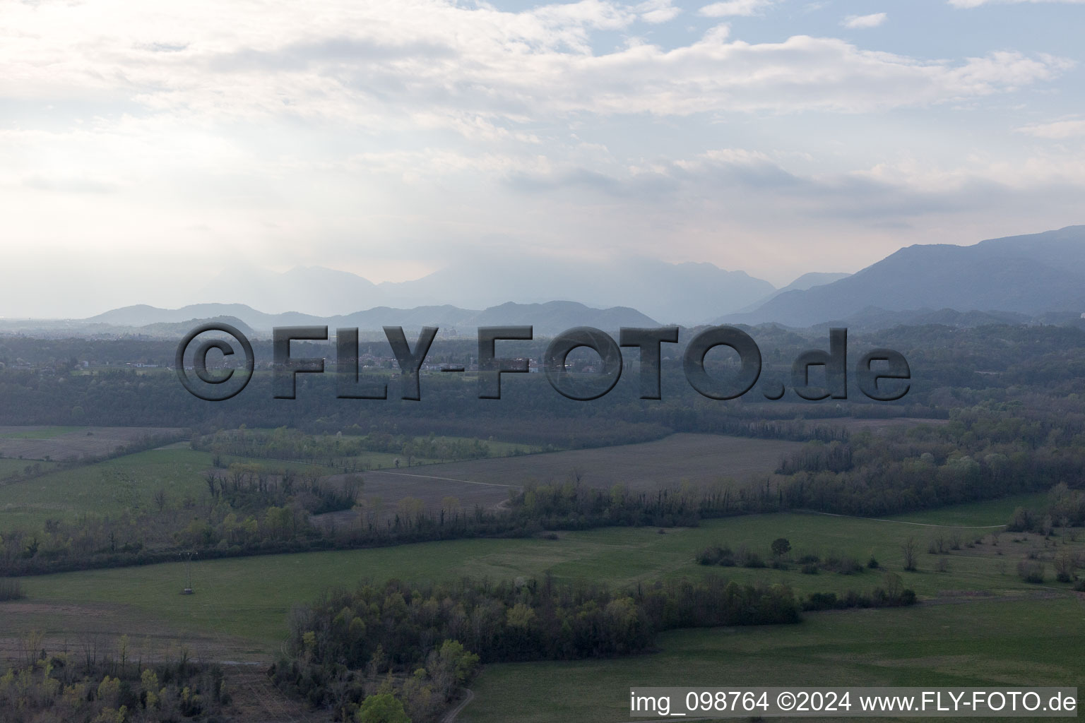 Aerial view of Aonedis di Là in the state Friuli Venezia Giulia, Italy