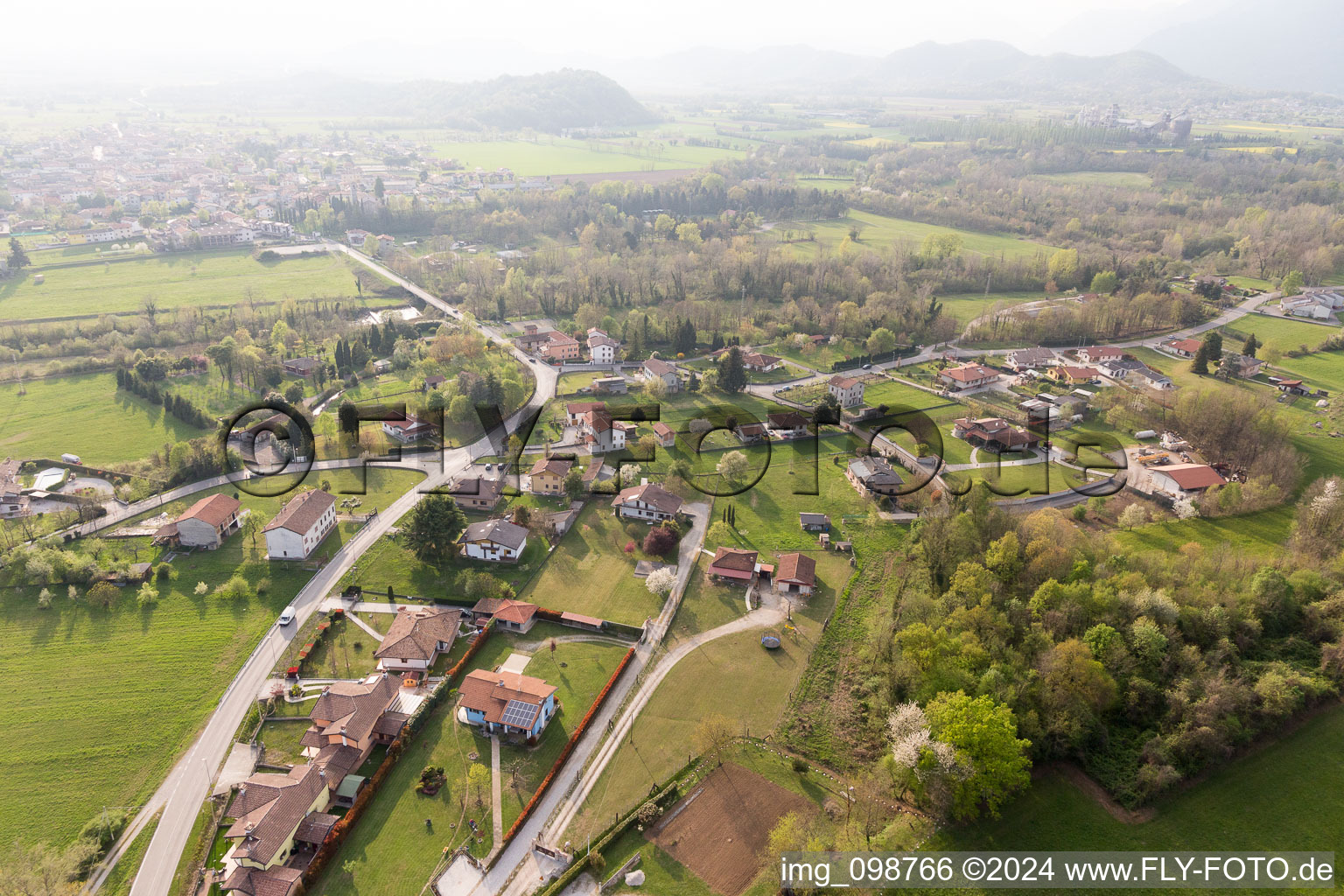 Aerial view of Borgo Ampiano in the state Friuli Venezia Giulia, Italy