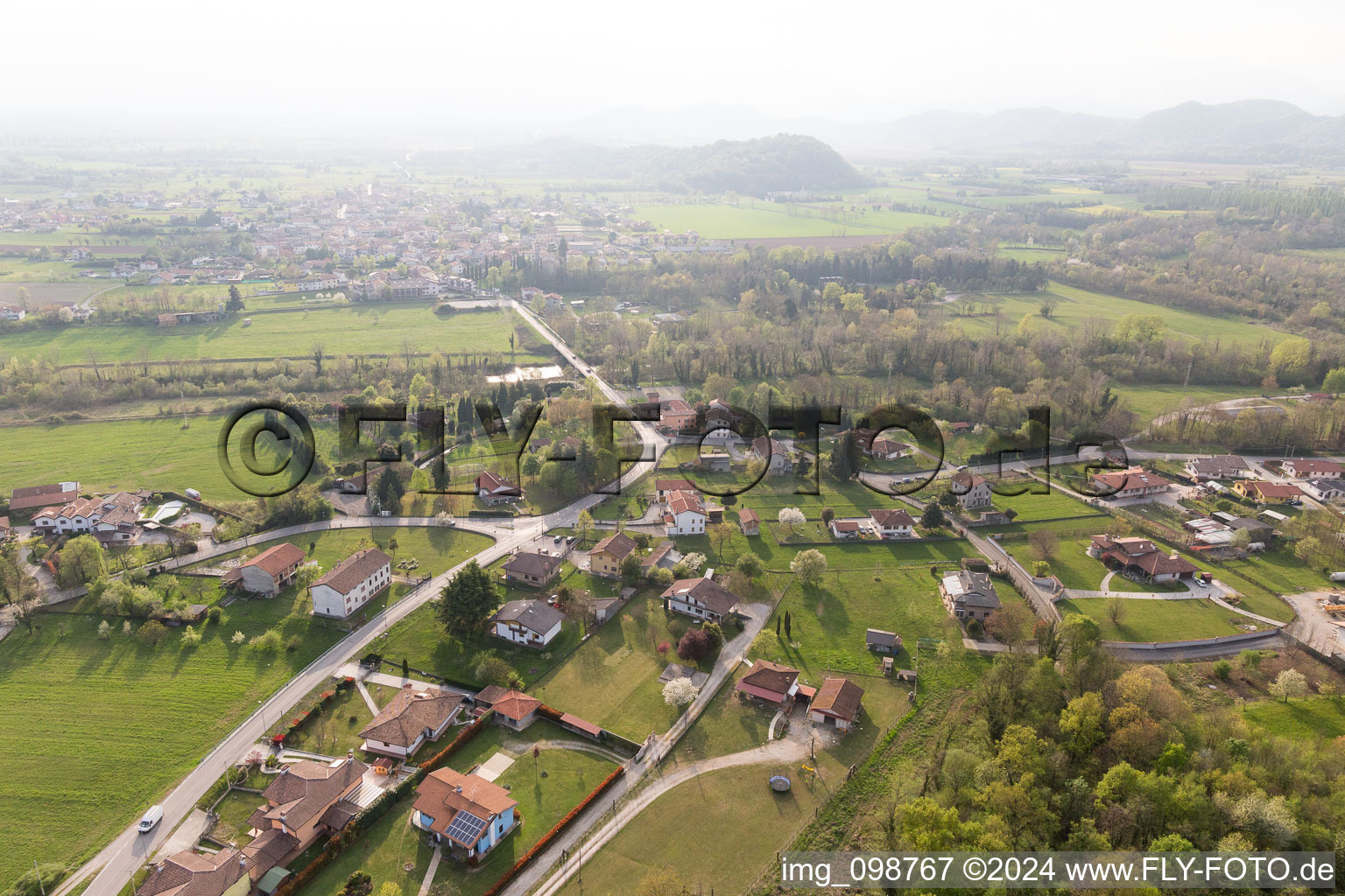 Aerial photograpy of Borgo Ampiano in the state Friuli Venezia Giulia, Italy