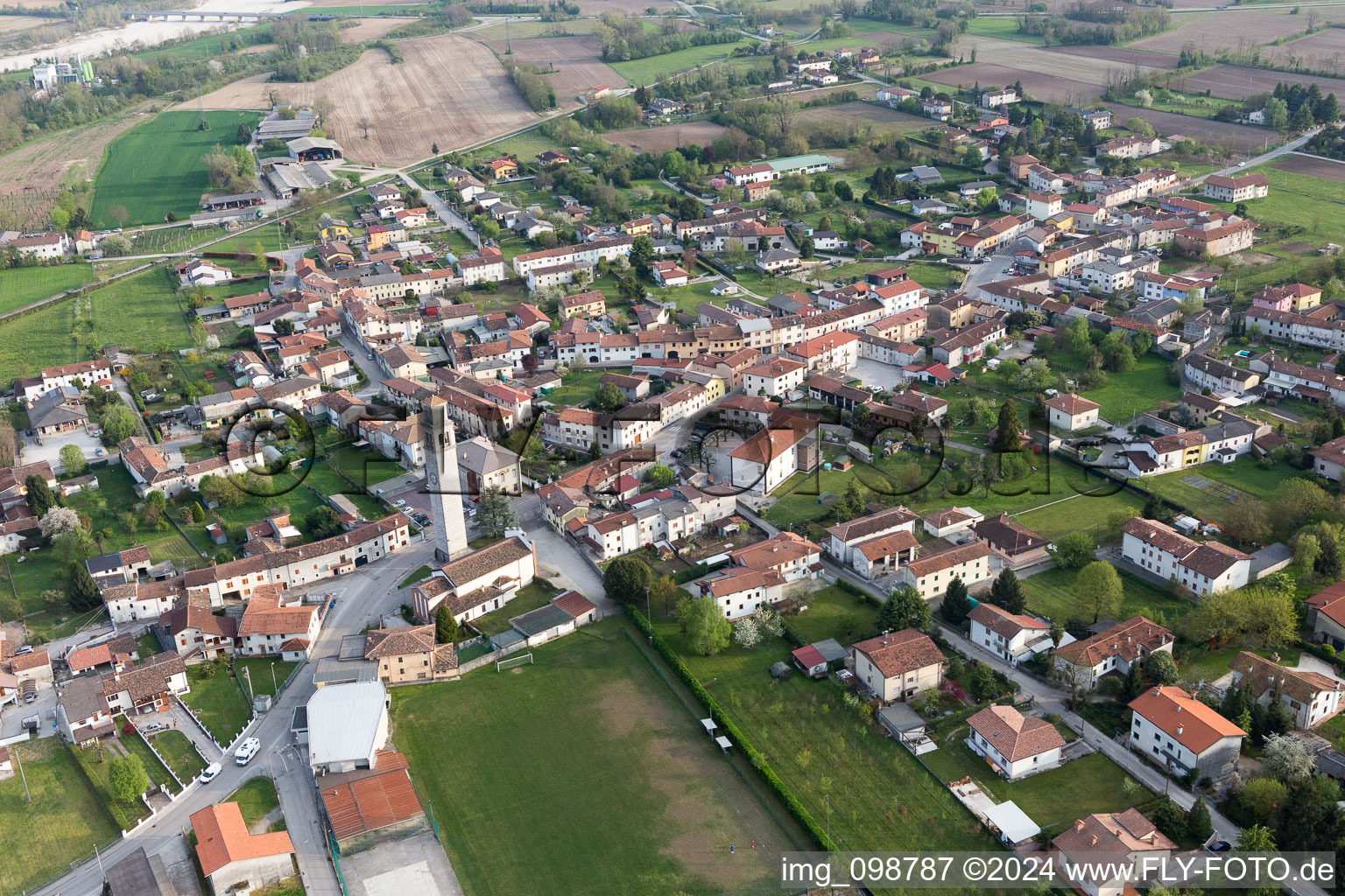 Aerial photograpy of Tauriano in the state Friuli Venezia Giulia, Italy