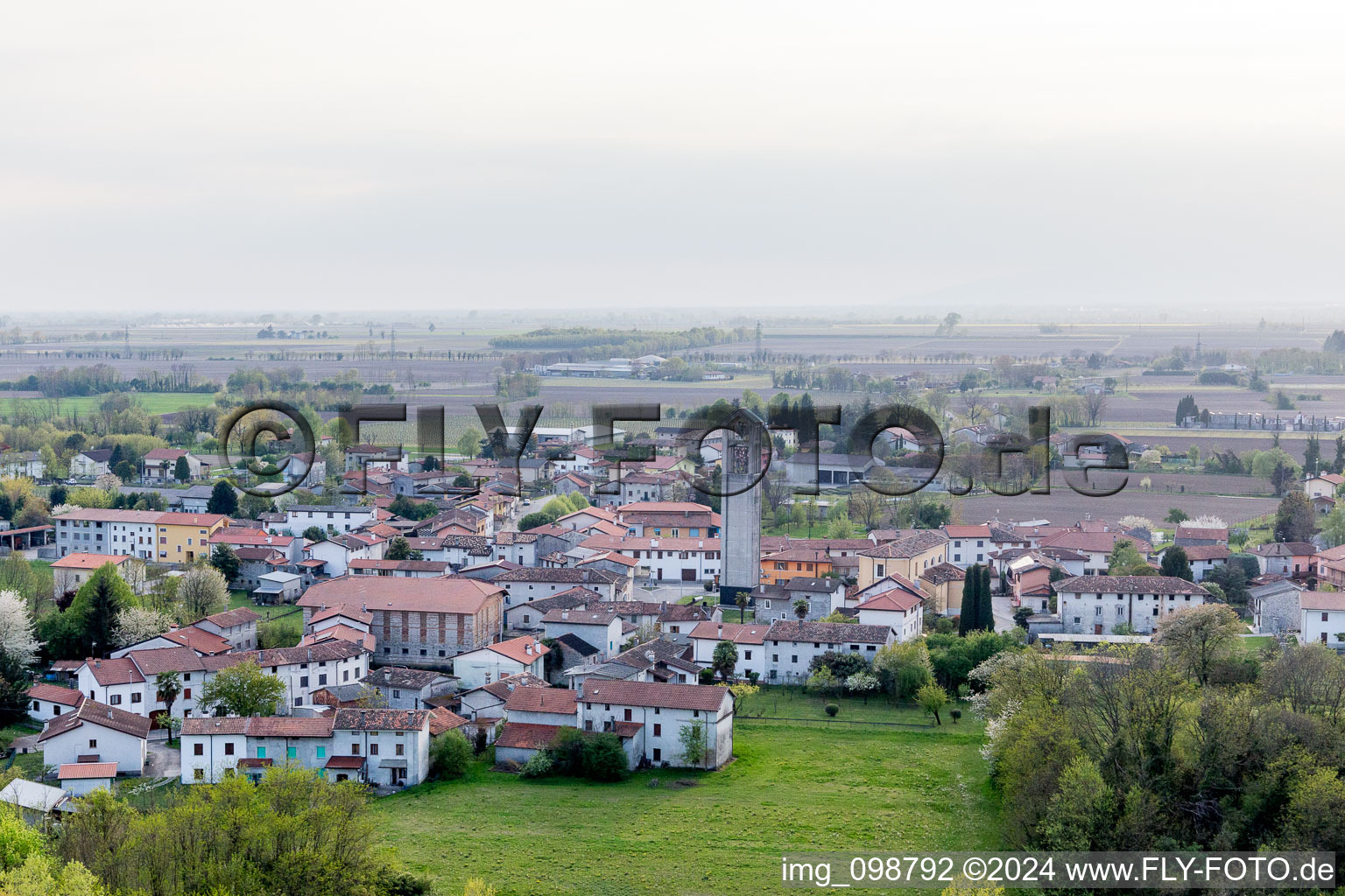 Aerial view of Barbeano in the state Friuli Venezia Giulia, Italy